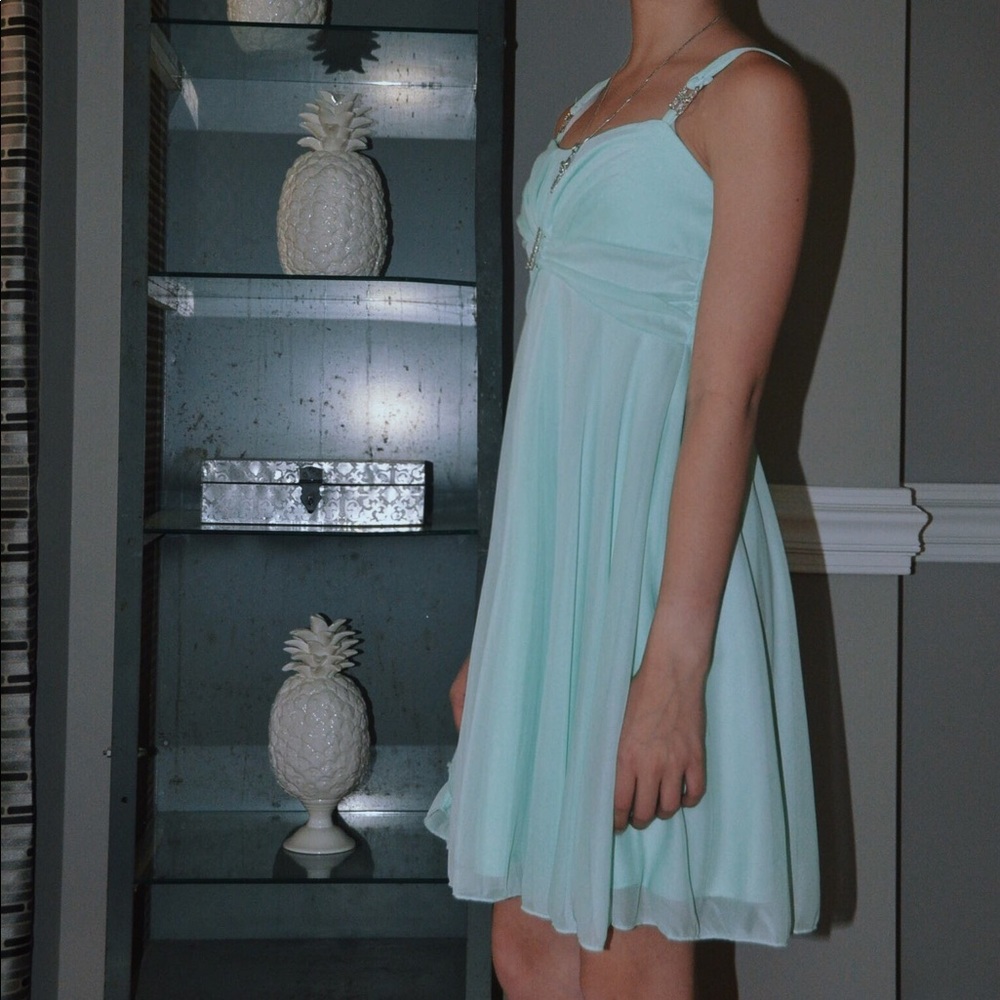 Turquoise Dress with Rhinestones | Ruby Rox - Picture 7 of 8